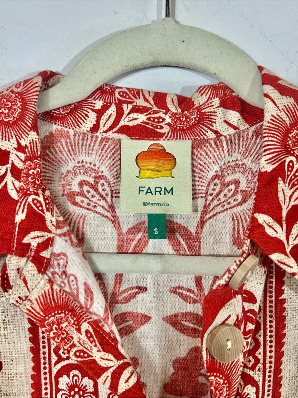 FARM Rio Red Tropical Tapestry Print Long Sleeve Belted Jumpsuit - Picture 4 of 5